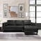 Armen Living Wynne Contemporary Sectional in Genuine Black Leather with Brown Wood Legs LCWYSEBLACK - alternate 2